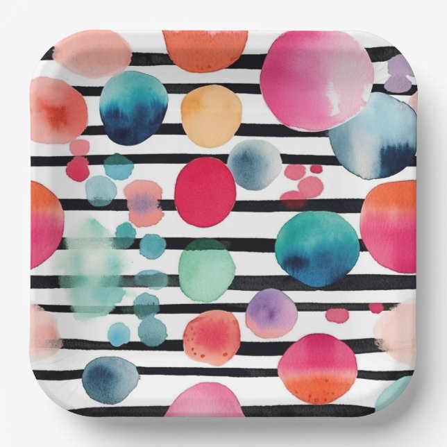 Punkte und Streifen 1 Pappteller (Vorderseite)