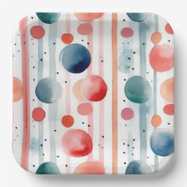 Punkte und Streifen 8 Pappteller