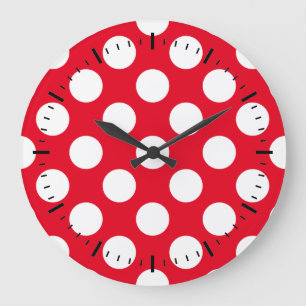 Punkte Weiß Rot Große Wanduhr