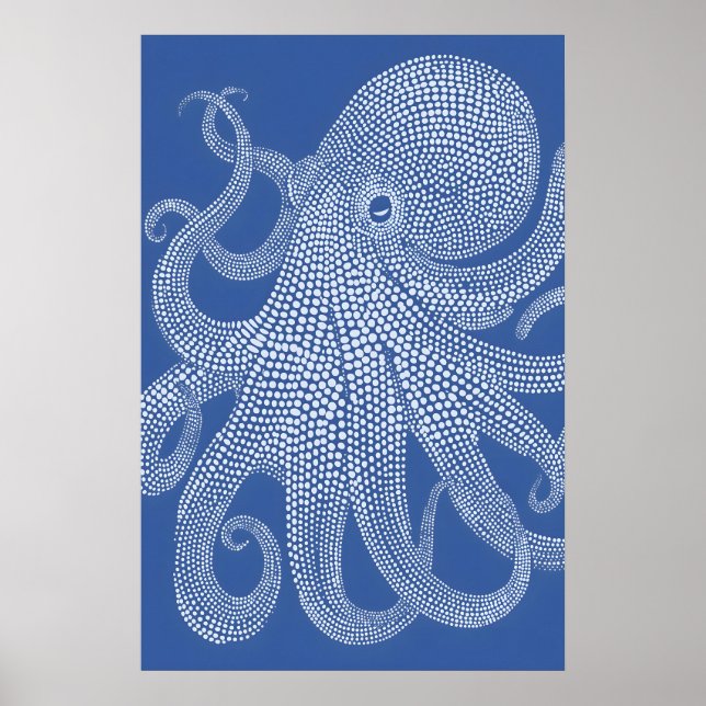 Punktierkunst Octopus-Druck Maximalist Dot Matrix Poster (Vorne)
