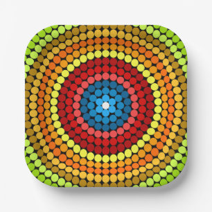 Punktierte abstrakte Mandala-Kunstgestaltung-65904 Pappteller