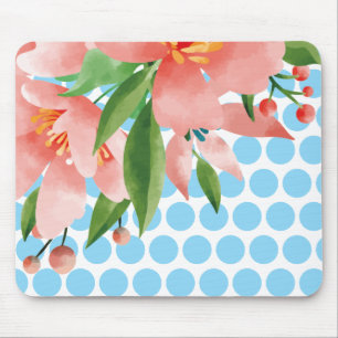 Punktierte Blumenmauspad mit Wasserfarben-Blüte Mousepad