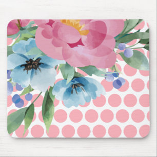 Punktierte Blumenmauspad mit Wasserfarben-Blüte Mousepad