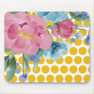 Punktierte Blumenmauspad mit Wasserfarben-Blüte Mousepad