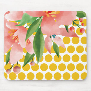 Punktierte Blumenmauspad mit Wasserfarben-Blüte Mousepad