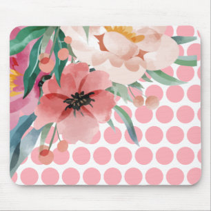 Punktierte Blumenmauspad mit Wasserfarben-Blüte Mousepad