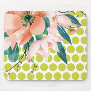 Punktierte Blumenmauspad mit Wasserfarben-Blüte Mousepad