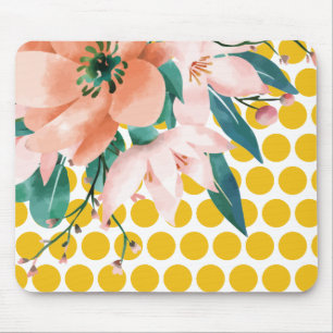 Punktierte Blumenmauspad mit Wasserfarben-Blüte Mousepad