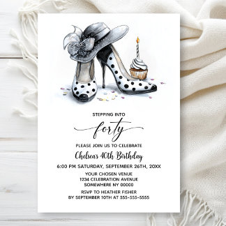 Punktierte High Heels zum 40. Geburtstag Einladung