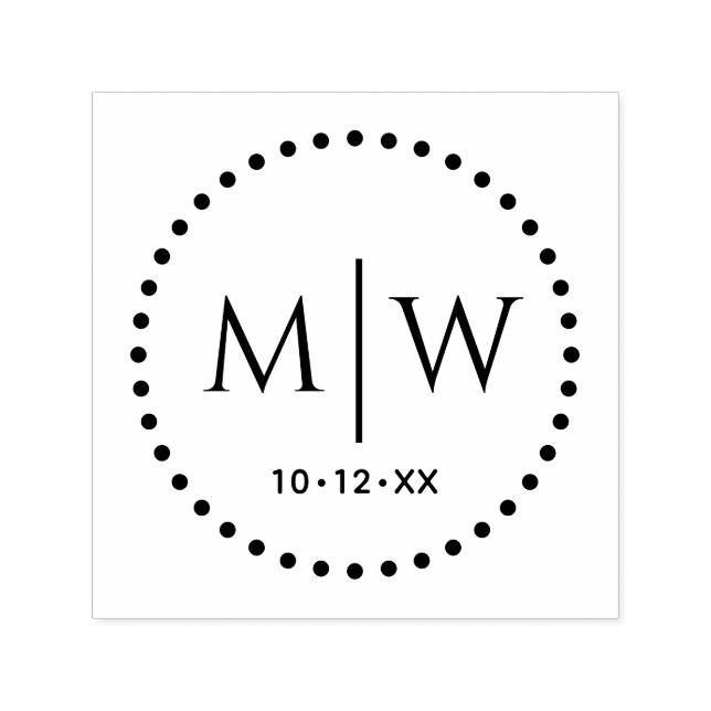 Punktierte Punkte Runder Rahmen Zwei Anfangsmonogr Permastempel (Design)