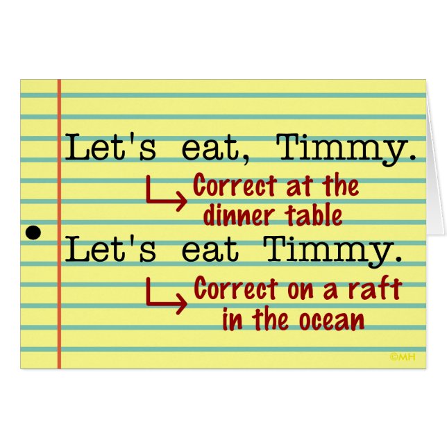 Pünktlichkeit Grammar Spaß Grußkarten (Vorderseite (Horizontal))