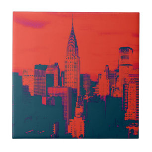 Punkts Roter Retro-Stil Pop-Art New York City Fliese