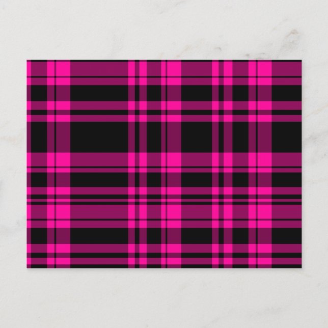 Punky Hot Pink Kariert Postkarte (Vorderseite)