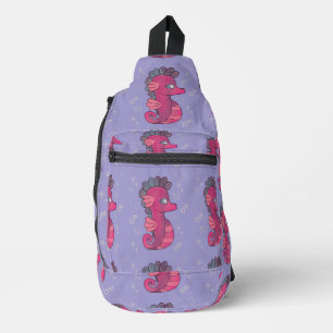 Punky Seahorse Süßes rosa Seepferdchen Crossbody Bag