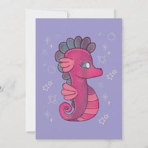 Punky Seahorse   Süßes rosa Seepferdchen Dankeskarte
