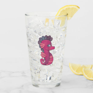 Punky Seahorse   Süßes rosa Seepferdchen Glas