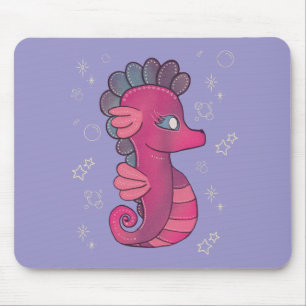 Punky Seahorse   Süßes rosa Seepferdchen Mousepad