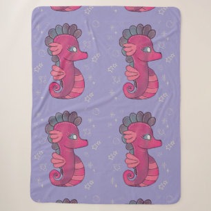 Punky Seahorse   Süßes rosa Seepferdchen Sherpadecke