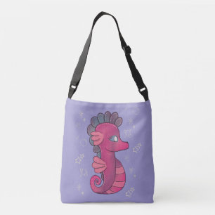 Punky Seahorse   Süßes rosa Seepferdchen Tragetaschen Mit Langen Trägern