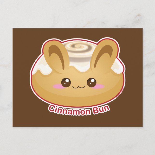 Punny Buns: Niedlich Cinnamon Bunny Postkarte (Vorderseite)