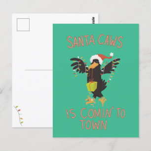 Punny Santa Caws Weihnachtsfeiertag Crow Postkarte