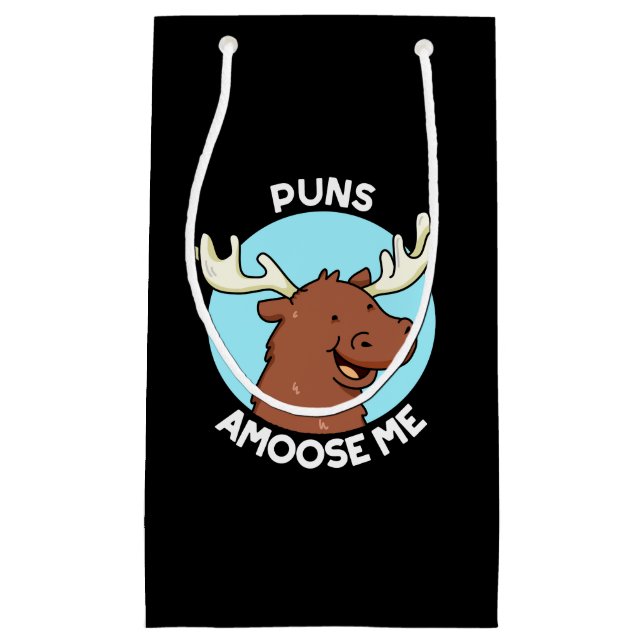 Puns Amoose Me Funny Moose Pun Dark BG Kleine Geschenktüte (Vorderseite)