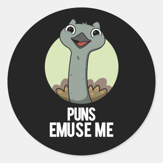 Puns Emuse Me Funny Emu Pun Dark BG Runder Aufkleber (Vorderseite)