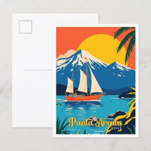 Punta Arenas Chile Pop-Art-Reiseillustration Postkarte