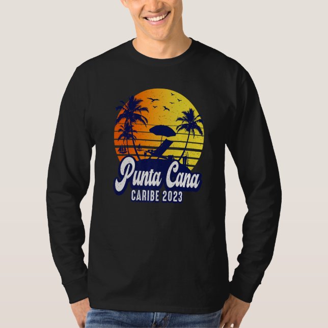 Punta Cana 2023 Dominican Sunset Beach Retro Premi T-Shirt (Vorderseite)