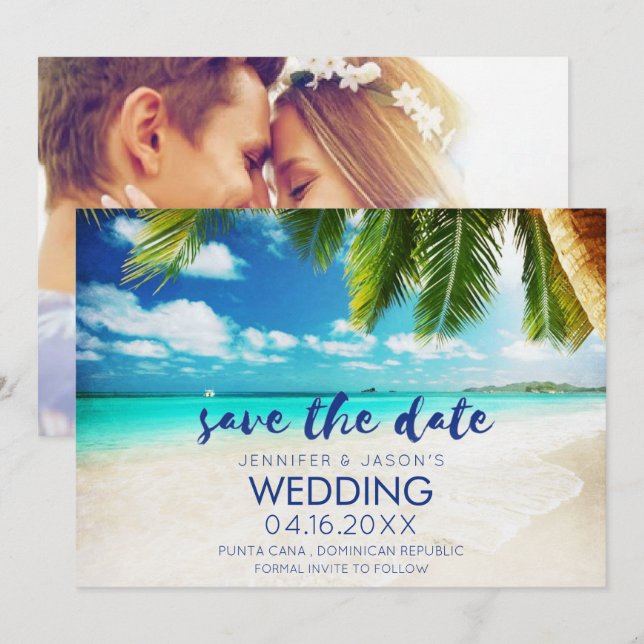 Punta Cana Beach Hochzeit in Urlaubsort Save The Date (Vorne/Hinten)