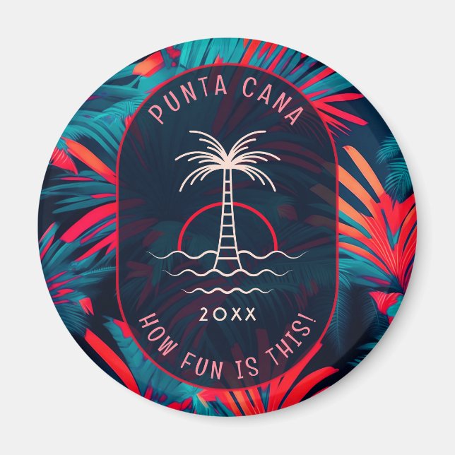 Punta Cana Beach Party Palm Blätter Sonnenuntergan Magnet (Vorne)