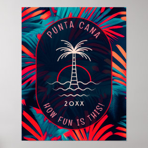 Punta Cana Beach Party Palm Blätter Sonnenuntergan Poster