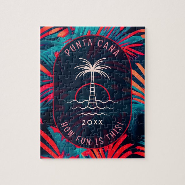 Punta Cana Beach Party Palm Blätter Sonnenuntergan Puzzle (Vertikal)