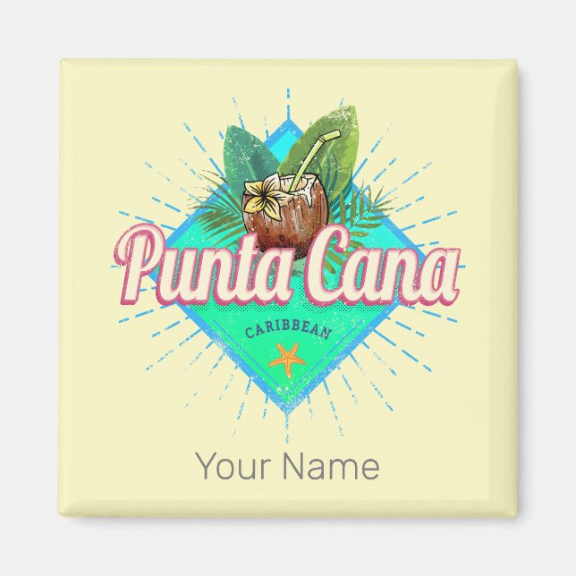 Punta Cana Caribbean Dominikanische Republik Retro Magnet (Vorne)
