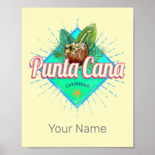 Punta Cana Caribbean Dominikanische Republik Retro Poster