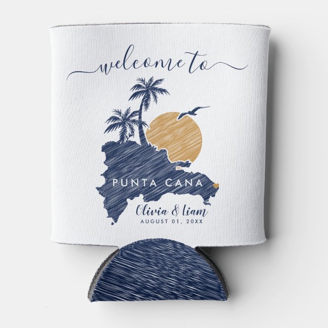 Punta Cana Custom Navy Minimalistisch Map Wedding Dosenkühler (Vorderseite)
