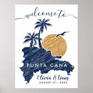 Punta Cana Custom Navy Minimalistisch Map Wedding Poster