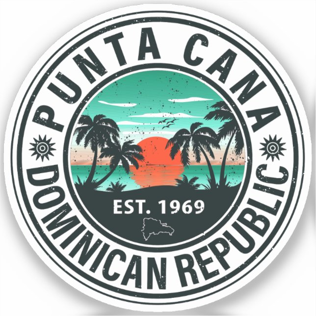 Punta Cana Dominican - Familienurlaub Vintager 60e Aufkleber (Vorderseite)