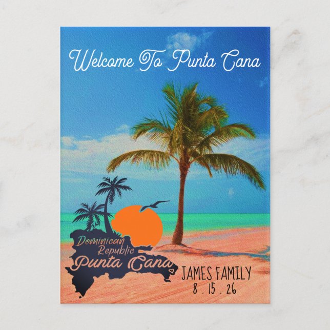 Punta Cana Dominican - Familienurlaub Vintager 60e Postkarte (Vorderseite)