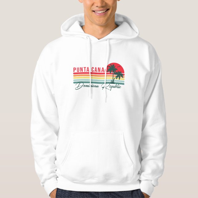 Punta Cana Dominican Palm Tree Beach Vintag Hoodie (Vorderseite)
