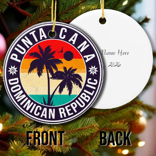 Punta Cana Dominican Palm Tree Beach Vintag Keramik Ornament