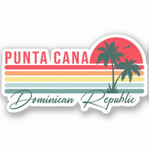 Punta Cana Dominican Palm Tree Retro Sunset 60er Aufkleber