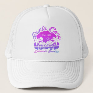 Punta Cana Dominican Palm Tree Retro Sunset 80er Truckerkappe