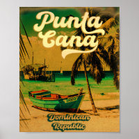 Punta Cana Dominican Palm Tree Retro Sunset