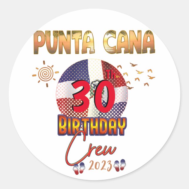 Punta Cana Dominican Republic Birthday  Runder Aufkleber (Vorderseite)