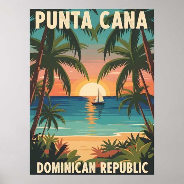 Punta Cana Dominican Republic Tropical Sunset  Poster (Vorne)