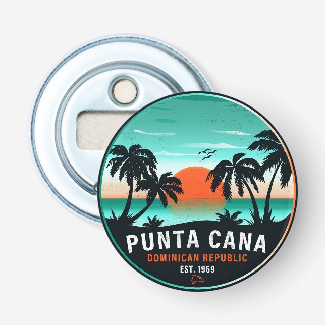 Punta Cana Dominican Retro Sunset Souvenir 60er Flaschenöffner (Vorderseite)
