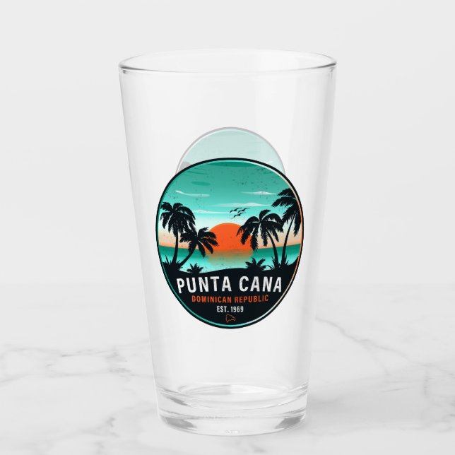 Punta Cana Dominican Retro Sunset Souvenir 60er Glas (Vorderseite)