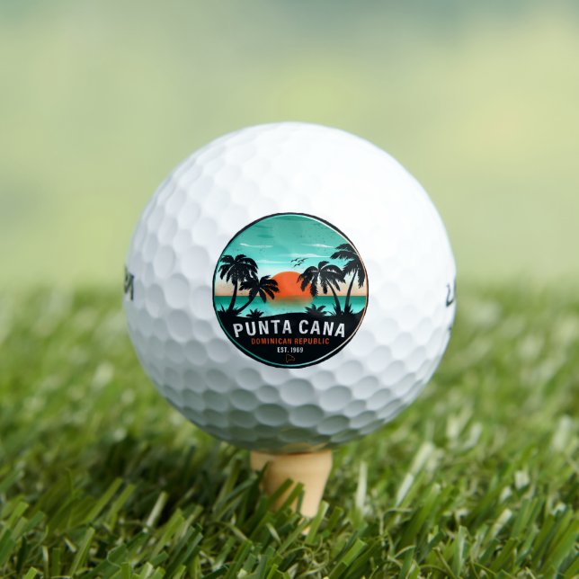 Punta Cana Dominican Retro Sunset Souvenir 60er Golfball (Insitu T-Shirt)