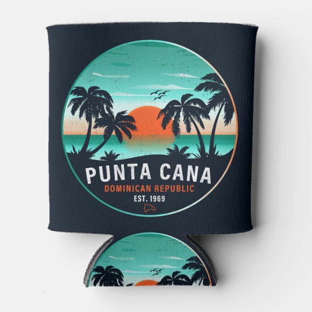 Punta Cana Dominican Retro Sunset Souvenir 80er Dosenkühler (Vorderseite)